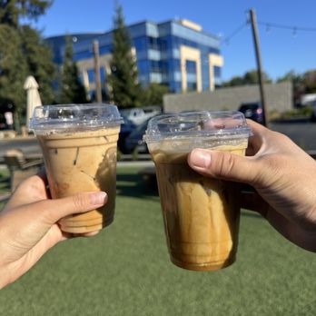 Cowboy Coffee - fall 2026 drinks: maple spice latte (left) + caramel apple latte (right) - Coffee & Tea Near Me - Sunnyvale, California