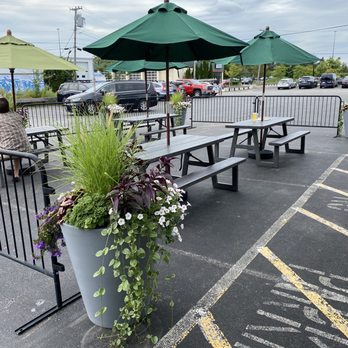 Austin Street Brewery - One section of the outdoor seating - Breweries Near Me - Portland, Maine