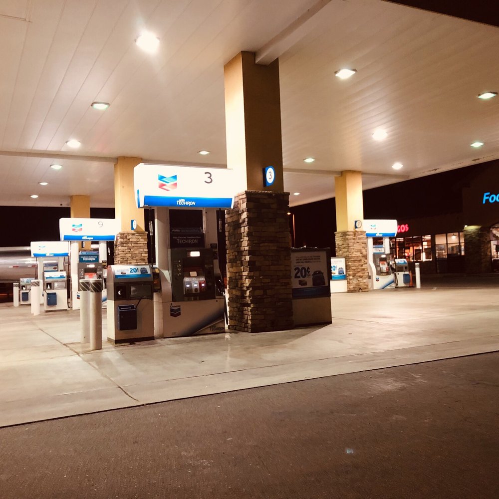 Chevron - a gas station at night - Gas Stations Near Me - Lake Elsinore, California