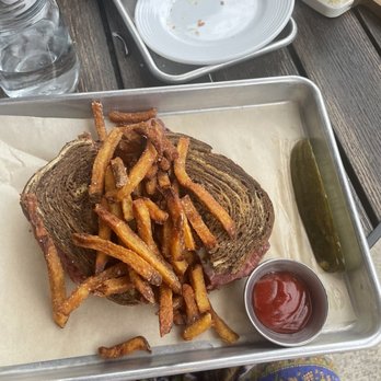 Frick Park Tavern - Strange presentation of reuben with a "side" of fries. More like topped with fries! - New American Near Me - Pittsburgh, Pennsylvania Frick Park Tavern - Strange presentation of reuben with a "side" of fries. More like topped with fries! - New American Near Me - Pittsburgh, Pennsylvania