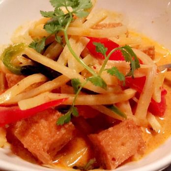 Thai Orchid - Red curry with fried tofu! Fantastic. Served with white jasmine rice. - Thai Near Me - Orangeburg, South Carolina Thai Orchid - Red curry with fried tofu! Fantastic. Served with white jasmine rice. - Thai Near Me - Orangeburg, South Carolina
