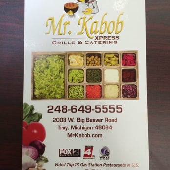 Mr. Kabob Xpress Grille & Catering Troy - Flyers for the new location. - Mediterranean Near Me - Troy, Michigan Mr. Kabob Xpress Grille & Catering Troy - Flyers for the new location. - Mediterranean Near Me - Troy, Michigan
