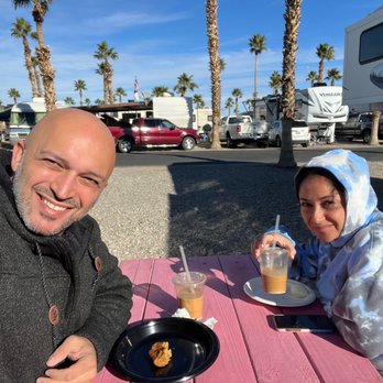 Holiday Palms RV Park - Nice little breakfast at our site's picnic table. - Campgrounds Near Me - Quartzsite, Arizona Holiday Palms RV Park - Nice little breakfast at our site's picnic table. - Campgrounds Near Me - Quartzsite, Arizona