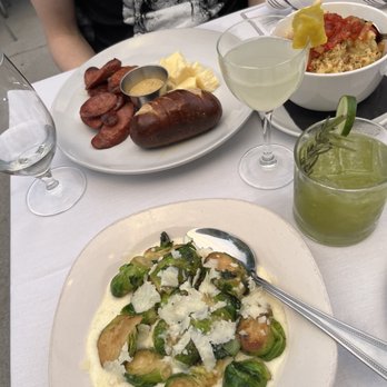 The Gladly - Brussels Sprouts, Mac n Cheese, Sausage & Pretzel, Solitude mocktail, Never Say Never Mocktail - New American Near Me - Phoenix, Arizona The Gladly - Brussels Sprouts, Mac n Cheese, Sausage & Pretzel, Solitude mocktail, Never Say Never Mocktail - New American Near Me - Phoenix, Arizona