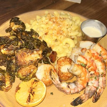 King's Fish House - Orange - Shrimp & Scallop Combo with Brussels Sprouts, Mac N Cheese - Seafood Near Me - Orange, California