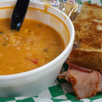 Gazebo Creekside Cafe - Cheesy Enchilada soup and a ham and cheese sandwich. - Cafes Near Me - Franklin, North Carolina