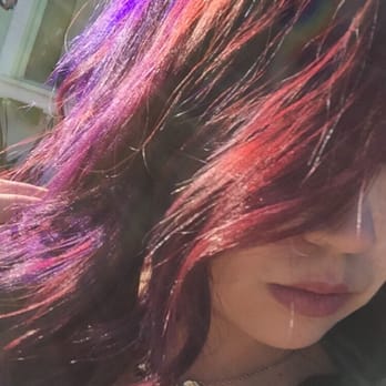 Sunshine Salon - Magenta hair and purple peeks boo done by Diane - Hair Salons Near Me - Carson, California Sunshine Salon - Magenta hair and purple peeks boo done by Diane - Hair Salons Near Me - Carson, California