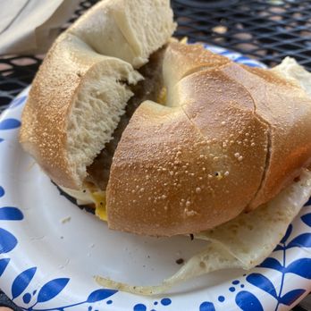 The Coffee Mill - Egg, sausage, and cheese on plain bagel - Coffee & Tea Near Me - Rehoboth Beach, Delaware