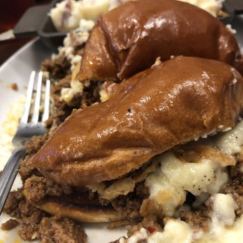 The Flipside Cafe - BBQ sloppy Joe with mashed potatoes - Breakfast & Brunch Near Me - Fort Mill, South Carolina The Flipside Cafe - BBQ sloppy Joe with mashed potatoes - Breakfast & Brunch Near Me - Fort Mill, South Carolina