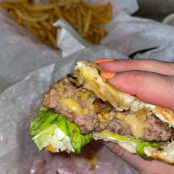 Lucy's Burger Bar - Juicy Lucy with grilled onions, add lettuce. - Burgers Near Me - Denver, Colorado Lucy's Burger Bar - Juicy Lucy with grilled onions, add lettuce. - Burgers Near Me - Denver, Colorado