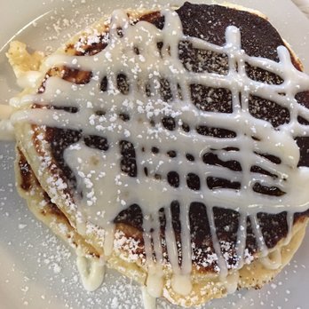 The Café at Michael David Winery - Cinnamon Roll Pancakes are amazing! Must order these again - New American Near Me - Lodi, California