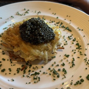 La Toque - Rosti Potato - half ounce Regiis Ova Ossetra Caviar - French Near Me - Napa, California La Toque - Rosti Potato - half ounce Regiis Ova Ossetra Caviar - French Near Me - Napa, California