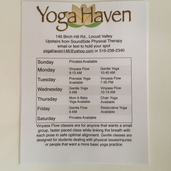 Yoga Haven - 2016 Fall Schedule - Yoga Near Me - Locust Valley, New York Yoga Haven - 2016 Fall Schedule - Yoga Near Me - Locust Valley, New York