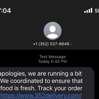 352 Delivery - Ultra Late, refused to do a refund had to do a Chargeback on AMEX - Food Delivery Services Near Me - Gainesville, Florida