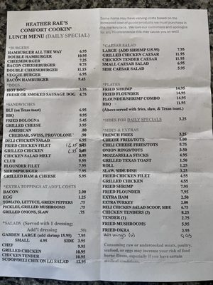 Menu photo 1 Heather Rae’s Comfort Cookin’ Delco, NC