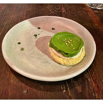 Dirt Candy - Mustard Greens - whipped grits, caramel apples, mustard greens sorbet - Vegetarian Near Me - New York, New York