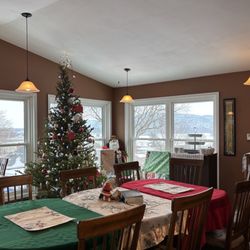 The Gathering Room decorated for Christmas