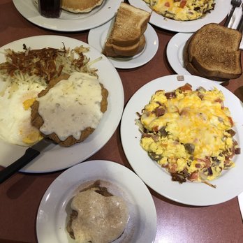 Buttercup Diner - Bar - Pancakes, sunrise scramble, chicken fried steak, sausage scramble, and cinnamon biscuit! - American Near Me - Vallejo, California