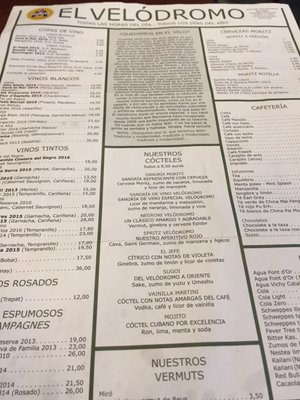 Menu photo 3 Velódromo Barcelona, B