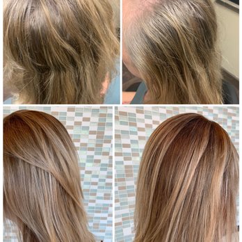 Hair By Tina Elycia - Gray coverage root shadow, highlights, and lowlights. - Hair Stylists Near Me - Denton, Texas Hair By Tina Elycia - Gray coverage root shadow, highlights, and lowlights. - Hair Stylists Near Me - Denton, Texas