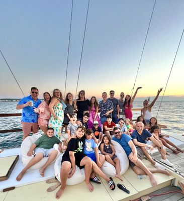 Photo of Sailing Montauk's Catamaran Mon Tiki - Montauk, NY, US. Our best group photo in MTK - maybe ever