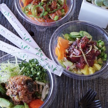 Chula Seafood - My spread of the 3 poke bowls - Poke Near Me - Scottsdale, Arizona