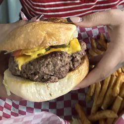 The District - Grub & Social - Cheese Burger - was more like a delicious MEGA Burger! French fries were perfectly crispy on the outside while soft on the inside.