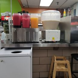 Horchata drink in the larger container