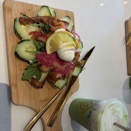 Iced Iced Ceremonial Matcha Latte Smoked Salmon Toast Iced Iced Ceremonial Matcha Latte Smoked Salmon Toast