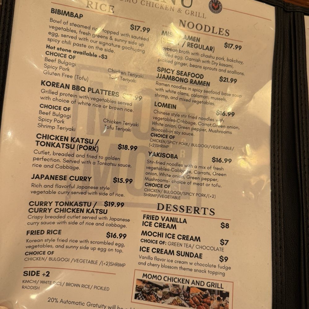 Momo Chicken & Grill - Menu - Korean Near Me - Washington, DC, District of Columbia Momo Chicken & Grill - Menu - Korean Near Me - Washington, DC, District of Columbia