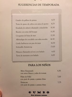 Menu photo 1 Gumbo Madrid, M