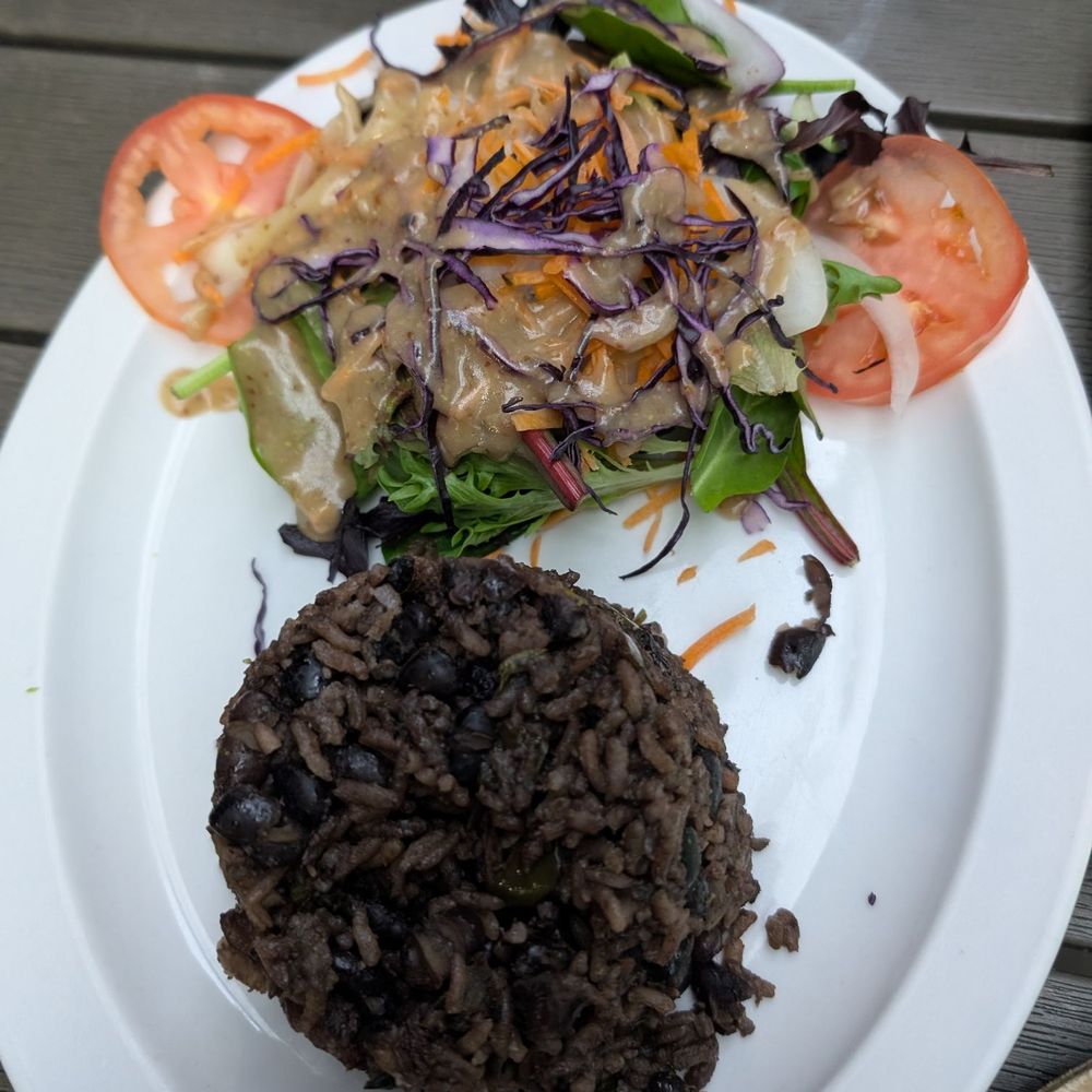 Bella Cuba - Black beans with rice and side salad - Cuban Near Me - Miami Beach, Florida Bella Cuba - Black beans with rice and side salad - Cuban Near Me - Miami Beach, Florida
