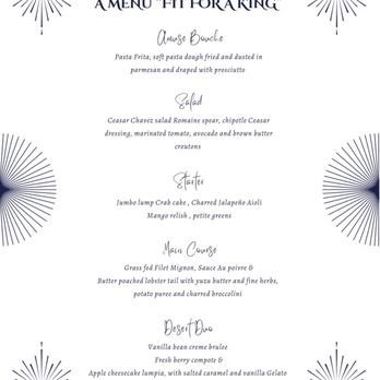 Chefé Productions - Menu up close - Personal Chefs Near Me