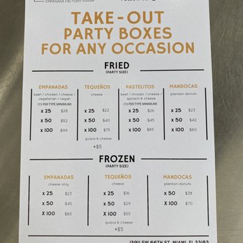 Milly's Empanada Factory - Catering menu - Venezuelan Near Me - Miami, Florida Milly's Empanada Factory - Catering menu - Venezuelan Near Me - Miami, Florida