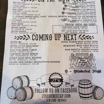 JT's Corner Tap & Eatery - Beers on tap - Sports Bars Near Me - Carol Stream, Illinois