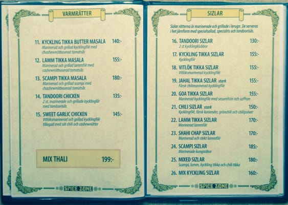Menu photo 5 Spice Zone Täby, AB