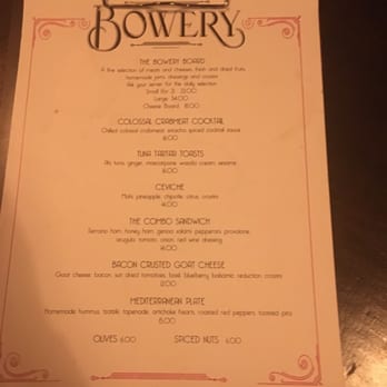 The Bowery Bar - Menu - Wine Bars Near Me - Cruz Bay, Virgin Islands The Bowery Bar - Menu - Wine Bars Near Me - Cruz Bay, Virgin Islands