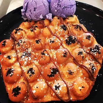 Urban Leaf Cafe - Oreo bubble waffle with Ube ice cream + Nutella drizzle + powdered sugar. Sooooo good!! - Desserts Near Me - Nutley, New Jersey Urban Leaf Cafe - Oreo bubble waffle with Ube ice cream + Nutella drizzle + powdered sugar. Sooooo good!! - Desserts Near Me - Nutley, New Jersey