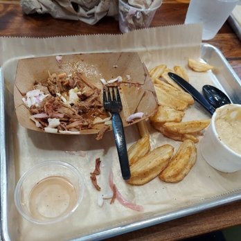 Charm City Seafood - Mostly finished pulled pork and fries with cheezy crab sauce - Seafood Near Me - Bartow, Florida Charm City Seafood - Mostly finished pulled pork and fries with cheezy crab sauce - Seafood Near Me - Bartow, Florida