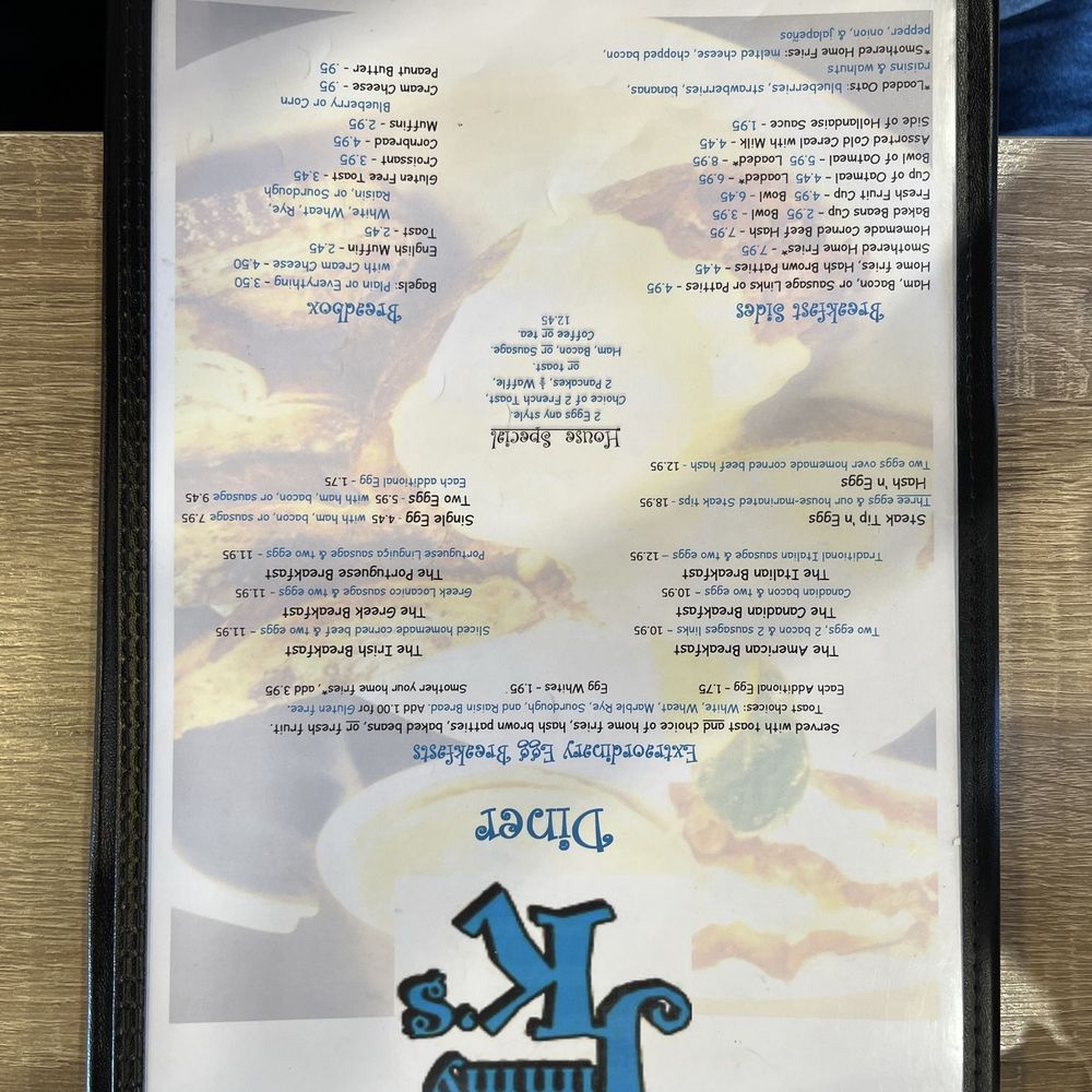 Front of menu
