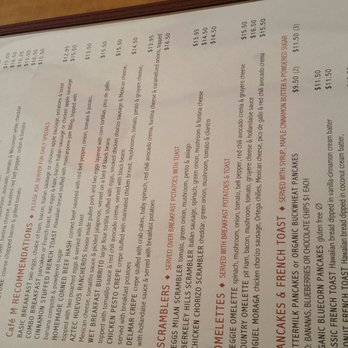 Cafe M - Menu breakfast - Breakfast & Brunch Near Me - Berkeley, California