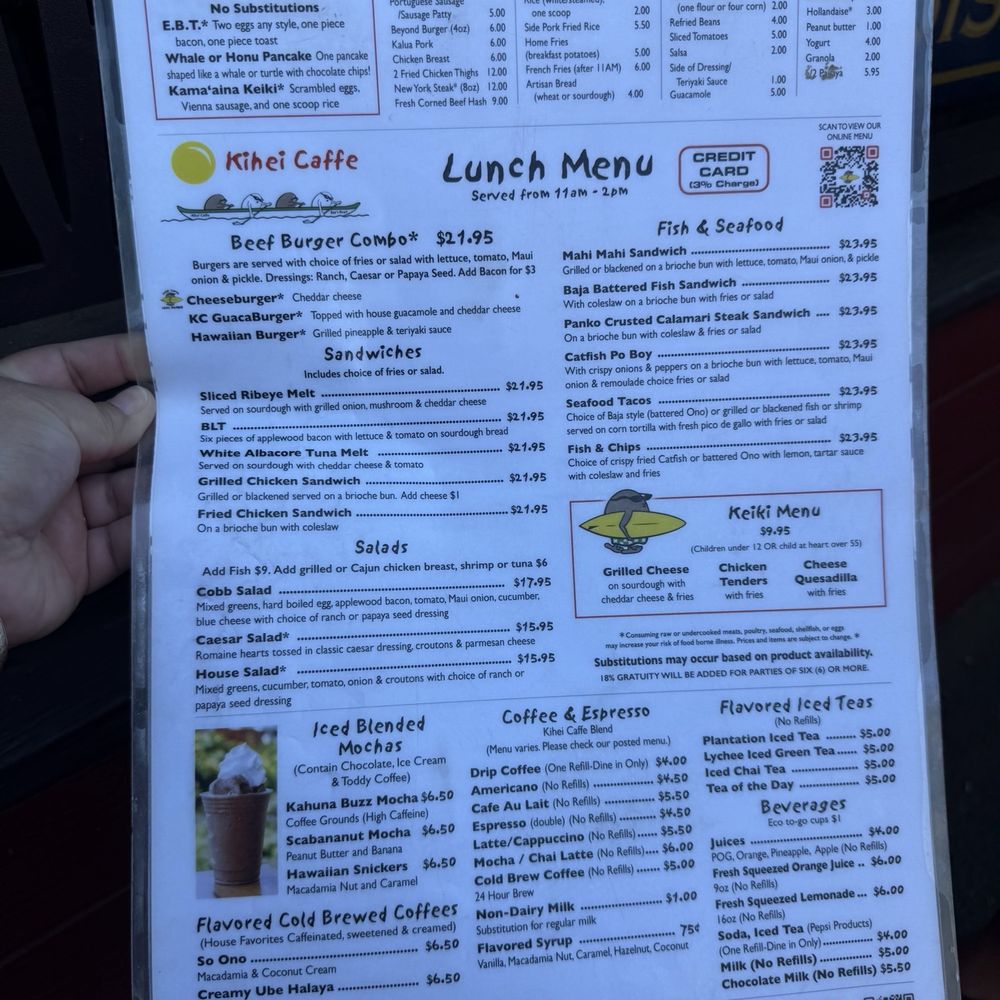 Kihei Caffe - November 2025 Menu - Hawaiian Near Me - Kihei, Hawaii