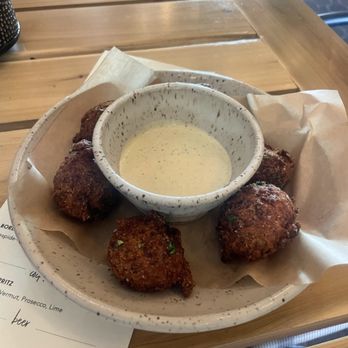 Trelio Food & Wine - Crab and Corn Hushpuppies - New American Near Me - Clovis, California Trelio Food & Wine - Crab and Corn Hushpuppies - New American Near Me - Clovis, California