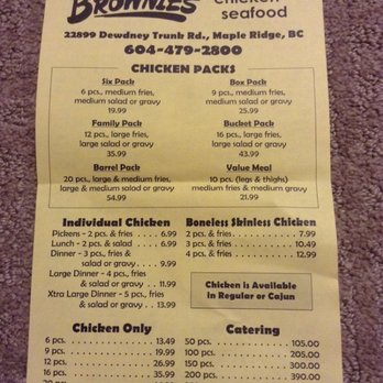 Brownies Chicken and Seafood - Menu - Seafood Near Me - Maple Ridge, British Columbia