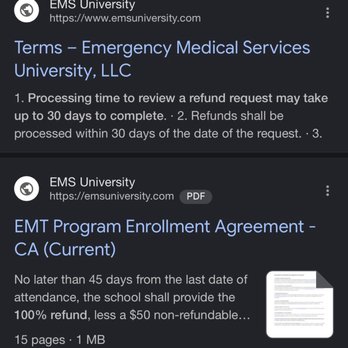 EMS University - There's a reasonable expectation that you would read this and assume you're entitled to a refund - Special Education Near Me - San Diego, California