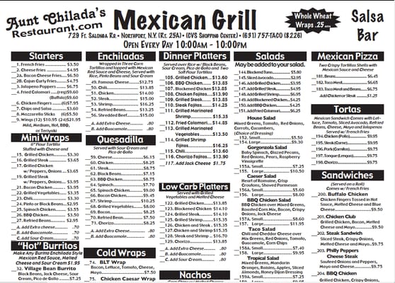 Menu photo 7 Aunt Chilada's Mexican Grill Northport, NY