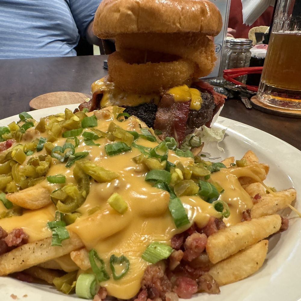 The wildcat burger with loaded fries. The wildcat burger with loaded fries.