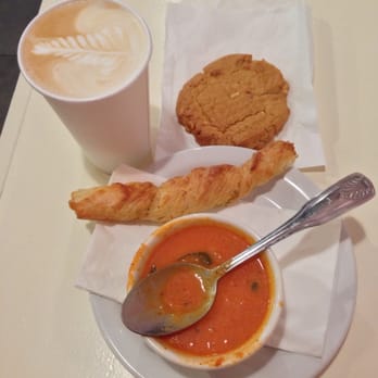 Sugar Bakery - Tomato soup with bread twist, peanut butter cookie, 16 Oz latte. - Bakeries Near Me - Seattle, Washington Sugar Bakery - Tomato soup with bread twist, peanut butter cookie, 16 Oz latte. - Bakeries Near Me - Seattle, Washington