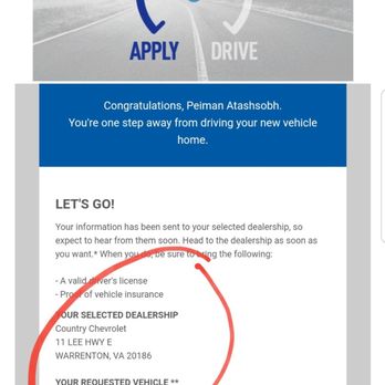 Country Chevrolet - Proof that I applied for the 2019 corvette - Car Dealers Near Me - Warrenton, Virginia Country Chevrolet - Proof that I applied for the 2019 corvette - Car Dealers Near Me - Warrenton, Virginia