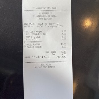 St Augustine Fish Camp - The Price Was Right - Seafood Near Me - St Augustine, Florida